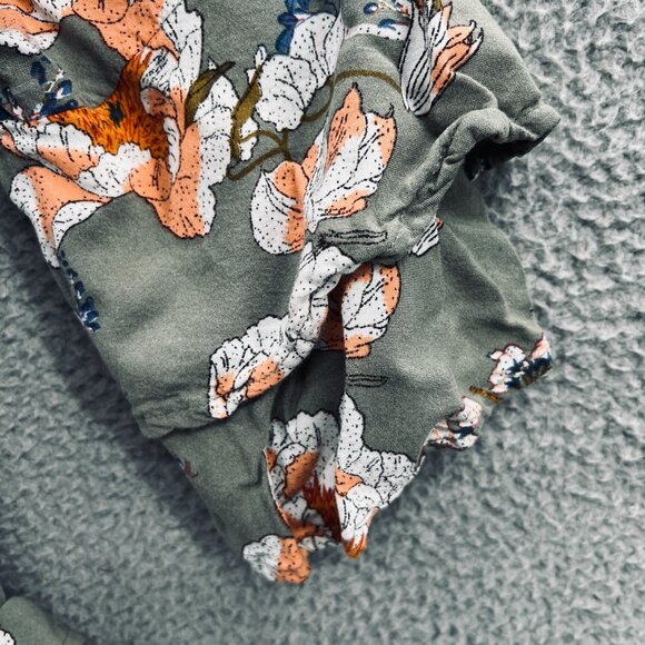 Lascana Venus Womens Boho Floral Peasant Blouse M Green Puff Sleeve Cottagecore - Picture 3 of 10